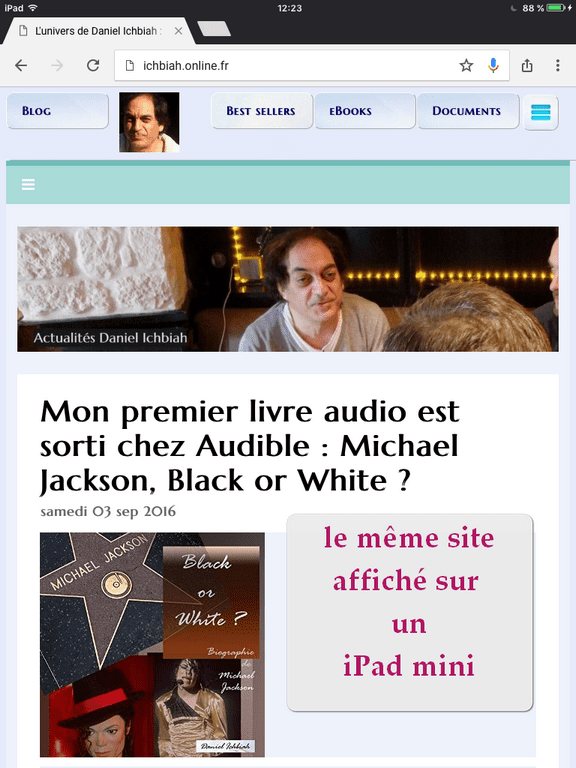 le mme site affich sur iPad