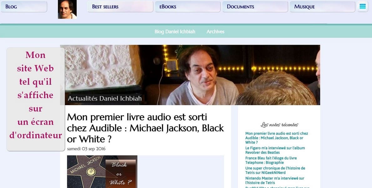 Site Web Daniel Ichbiah affich sur ordinateur